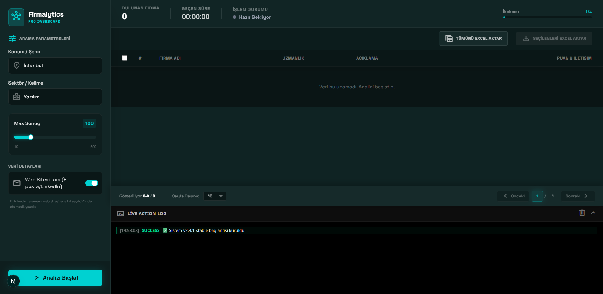 Firmalytics Web | Gelişmiş Google Maps Veri Kazıma ve Analiz Aracı